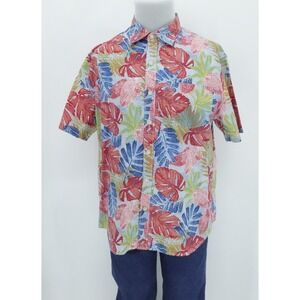 Tommy Bahama Shirt Mens Large Multicolor Tropical‎ Hawaiian Vacation Stretch
